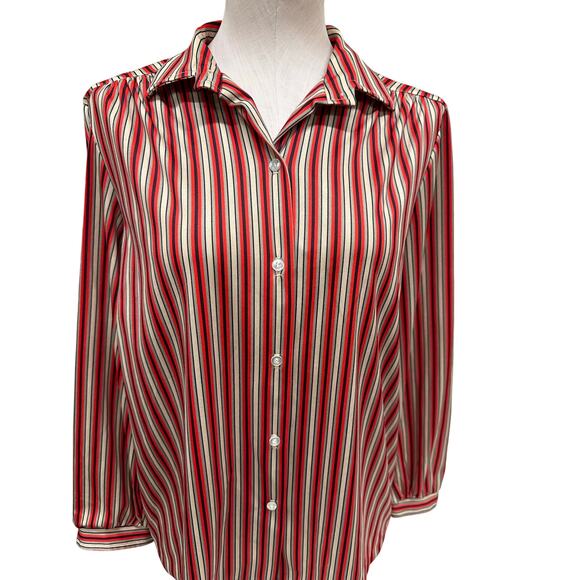 Vintage Fire Islander Plus Sized Red Striped Blouse XL - Picture 5 of 13